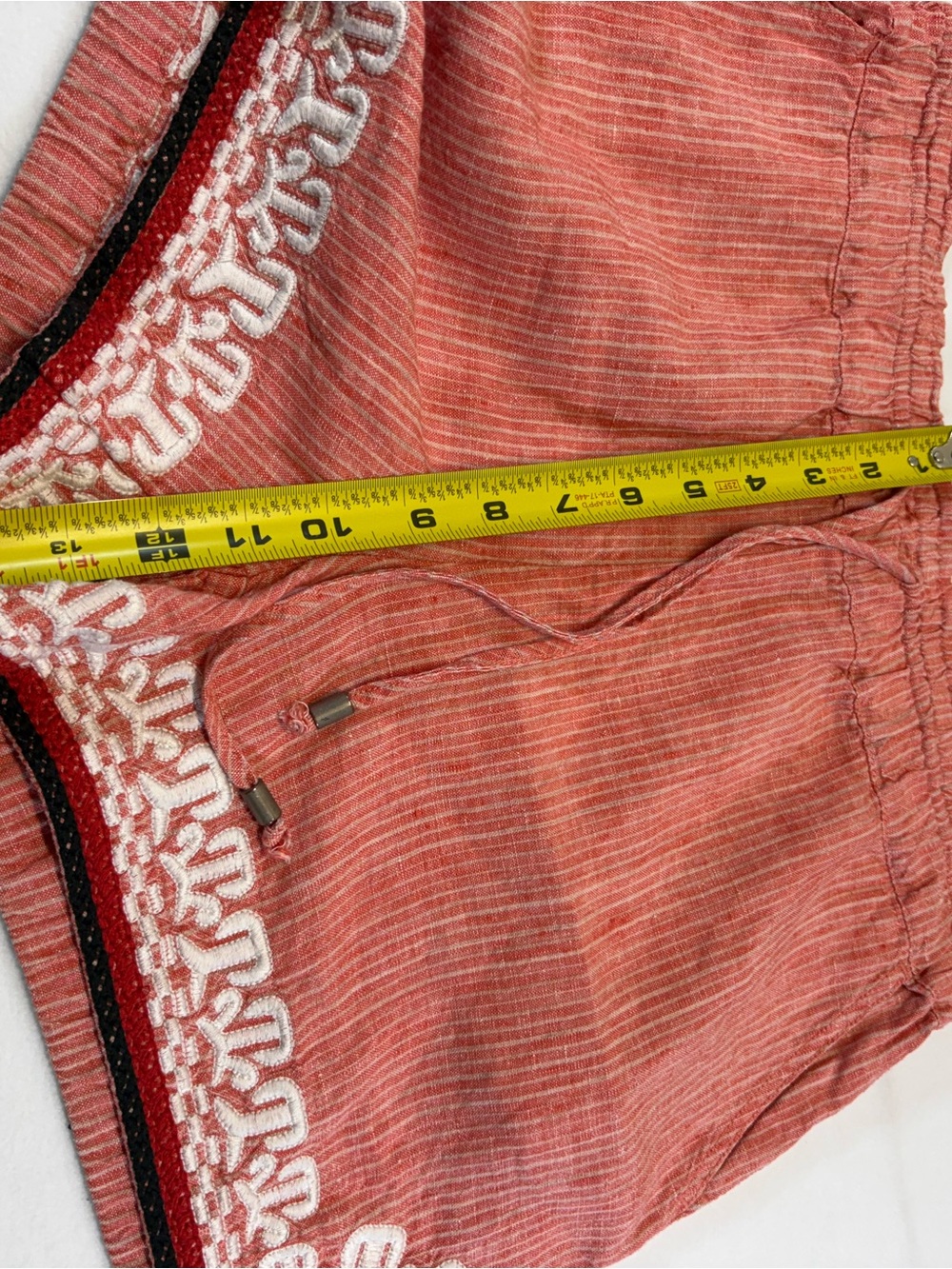 Anthropologie Sz S Beachcomber Coral Embroidered Linen Pull On
Shorts Pockets - Picture 5 of 9